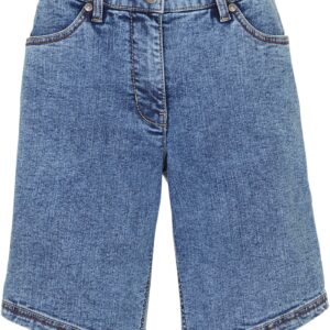 Džínové šortky s šikmým dolním okrajem a pohodlnou pasovkou