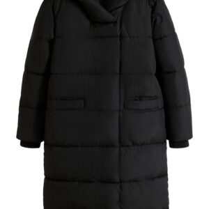 Vatovaný oversize kabát s kapucí