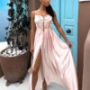 Baby růžové lesklé elegantní šaty YASMINE s rozparkem Velikost: ONESIZE - Image 3