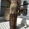 Béžová dlouhá elegantní sukně LEWIN s krajkou Velikost: ONESIZE - Image 3