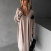 Béžové oversize svetrové šaty AUDREY Velikost: ONESIZE - Image 3