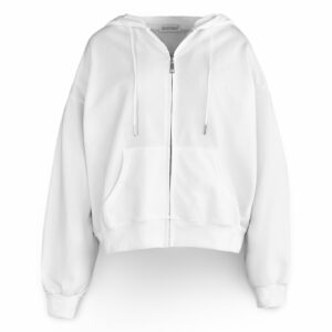 Bílá basic bavlněná mikina s kapucí OUTUBRO na zip Velikost: ONESIZE