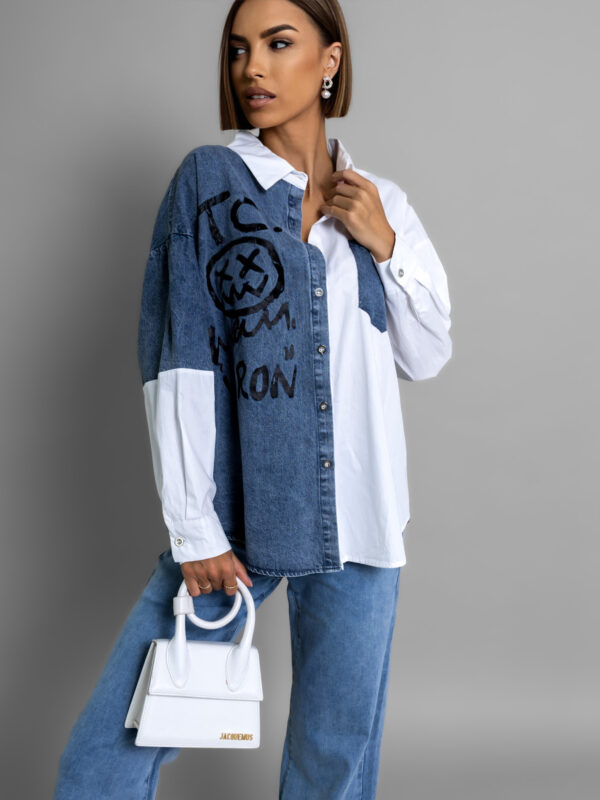 Bílá denim oversized košile MILAGROS Velikost: ONESIZE