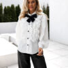 Bílá elegantní košile JESSYN s mašlí Velikost: M/L - Image 2