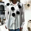 Bílá oversize košile BRUCES s 3D květinami Velikost: M/L - Image 2