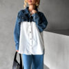 Bílá oversized denim košile HIRMATE Velikost: M/L - Image 3