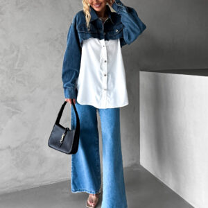 Bílá oversized denim košile HIRMATE Velikost: M/L
