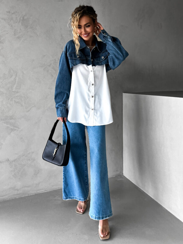Bílá oversized denim košile HIRMATE Velikost: M/L