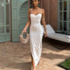 Bílé basic elegantní dlouhé šaty PELUS Velikost: M/L - Image 3