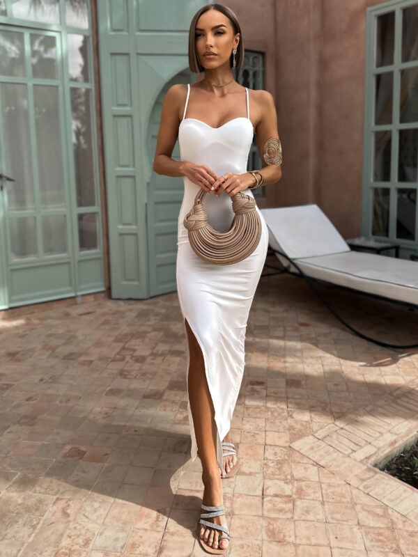 Bílé basic elegantní dlouhé šaty PELUS Velikost: M/L
