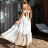 Bílé boho šaty BRUNOSI s krajkou Velikost: M/L - Image 2