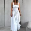 Bílé dlouhé řasené trendy šaty PELYT Velikost: ONESIZE - Image 3