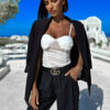Bílé elegantní body DASY s řasením Velikost: M/L - Image 2