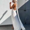 Bílé elegantní šaty BEATRICE s vázáním - Image 2