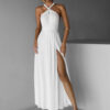 Bílé elegantní šaty KATIE s vázáním - Image 3