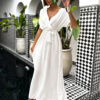 Bílé maxi elegantní šaty FEYLING se zavazováním Velikost: ONESIZE - Image 3