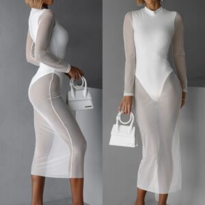 Bílé transparentní šaty TOBINO s body Velikost: ONESIZE