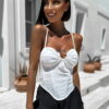 Bílý elegantní top BETSYSE s průstřihem Velikost: M/L - Image 3