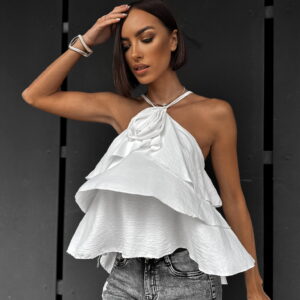Bílý elegantní top LITHES na zavazování Velikost: ONESIZE