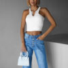 Bílý sportovní crop top ALADIN na zip Velikost: ONESIZE - Image 2