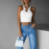 Bílý sportovní crop top ALADIN na zip Velikost: ONESIZE - Image 3