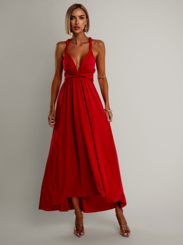 Bordó elegantní šaty BEATRICE s vázáním Velikost: ONESIZE