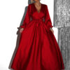 Bordó elegantní šaty WOMAN s dlouhým rukávem Velikost: ONESIZE - Image 3