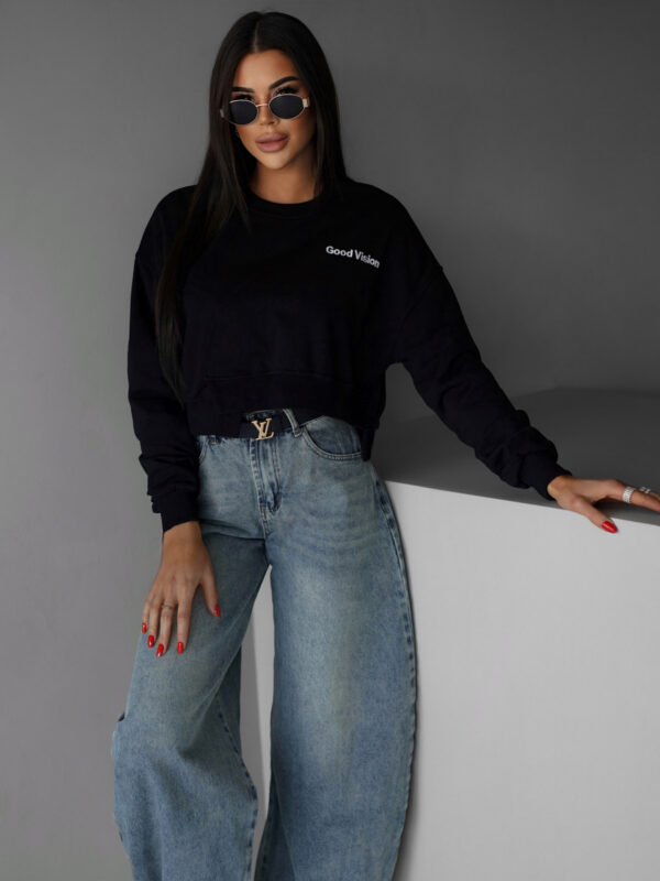 Černá bavlněná crop mikina WADIE Velikost: ONESIZE
