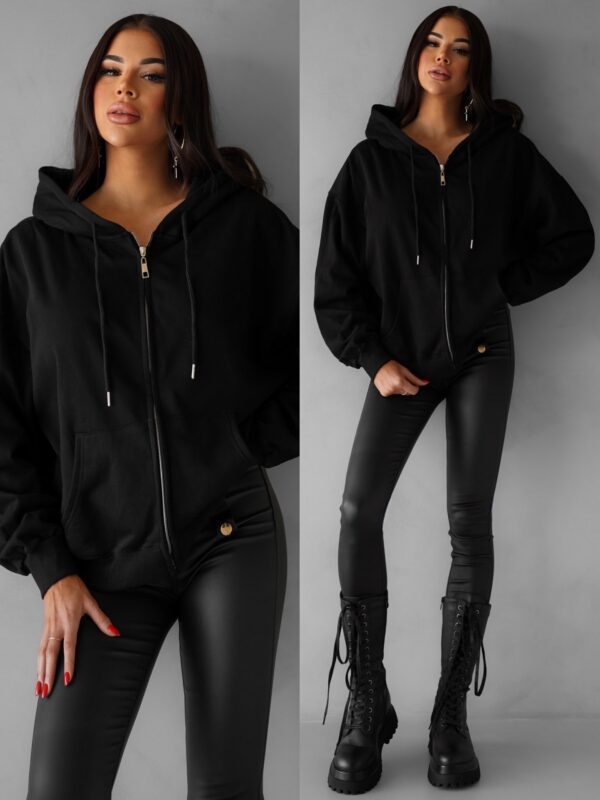 Černá bavlněná mikina s kapucí OUTUBRO na zip Velikost: ONESIZE