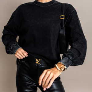 Černá black washed mikina DAICHI 100% bavlna Velikost: ONESIZE