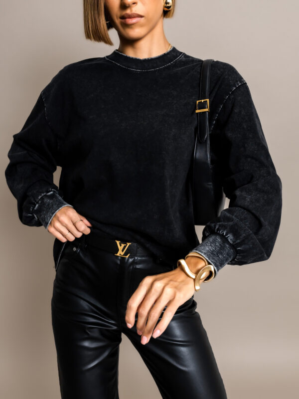 Černá black washed mikina DAICHI 100% bavlna Velikost: ONESIZE