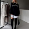 Černá oversize mikina MATEA s potiskem Velikost: ONESIZE - Image 3