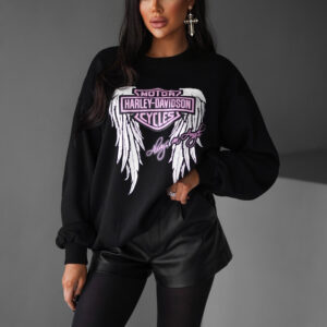 Černá oversized mikina THEANH s potiskem Velikost: ONESIZE