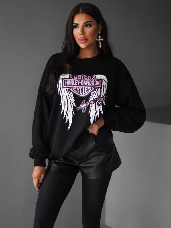 Černá oversized mikina THEANH s potiskem Velikost: ONESIZE