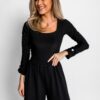 Černé elegantní body RIGOLDE s řasením Velikost: ONESIZE - Image 2