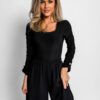 Černé elegantní body RIGOLDE s řasením Velikost: ONESIZE - Image 3