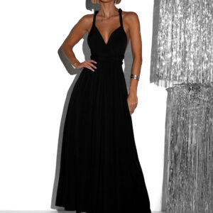 Černé elegantní šaty BEATRICE s vázáním Velikost: ONESIZE