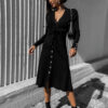 Černé elegantní šaty FLUTER na zavazování - Image 3