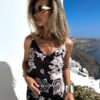 Černé elegantní šaty SANTORINI se vzory - Image 3