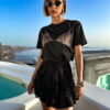 Černé oversize tričko LEONID s leopardím potiskem Velikost: M/L - Image 2