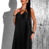 Černé plisované dlouhé elegantní šaty AUSTERE Velikost: ONESIZE - Image 3