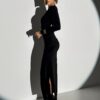 Černé společenské dlouhé šaty ASPASIA Velikost: ONESIZE - Image 3