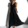 Černé třpytivé dlouhé elegantní šaty DUNJA Velikost: ONESIZE - Image 3