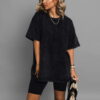 Černé washed oversize tričko ADELIT s krátkým rukávem Velikost: ONESIZE - Image 3
