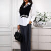 Černobílá oversized tunika DAYANA s vestičkou Velikost: ONESIZE - Image 2