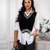 Černobílá oversized tunika DAYANA s vestičkou Velikost: ONESIZE - Image 3