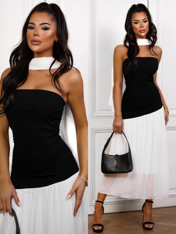 Černobílé elegantní šaty FANTAL Velikost: ONESIZE