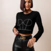 Černý crop top AFRA s kamínky Velikost: ONESIZE - Image 2