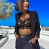Černý elegantní crop top HAMMADI s krajkou Velikost: S/M - Image 2