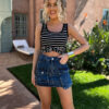 Černý pruhovaný crop top OLOVOT Velikost: ONESIZE - Image 3